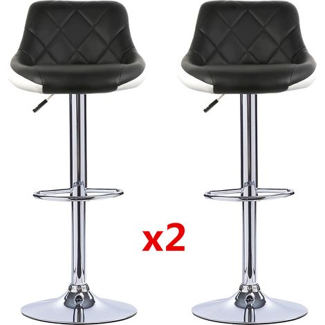 Aqrau  4 Tabouret de bar cuillère blanche dos noir avant
