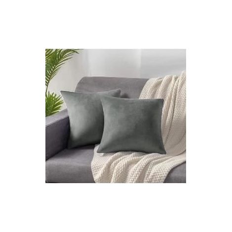 Homeins Lot de 2 Housses de Coussin/Taies d\'Oreillers 60x60cm Taie en Velours Super Doux pour Sofa, chambre ,Lit- Gris Foncé (1/3)
