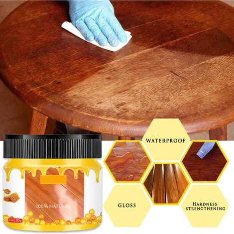 Cire d'Abeilles Polisseur pour Meubles en Bois Soin et Protection Imperméable Brillant Intensifié [80g] + [6x6x5.5cm] + [Antique Ébénisterie] (1/5)