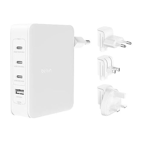 Alimentatore da rete Belkin 140W 4porte GaN 3xUSB-C 1xUSB-A [WCH014BTWH] (1/5)