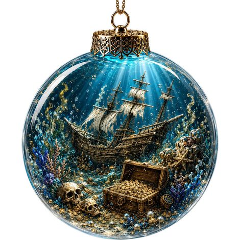 Un pendentif boule de cristal sur le thème marin, une boule de cristal lumineuse 3D en forme de méduse, un cadeau de décoration pour sapin de Noël, style C avec lumières. (1/3)