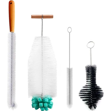 Set di 4 spazzole per biberon – Spazzola per biberon con manico lungo, spazzola multifunzionale per biberon stretti, cannucce, biberon e bottiglie di vetro (1/5)
