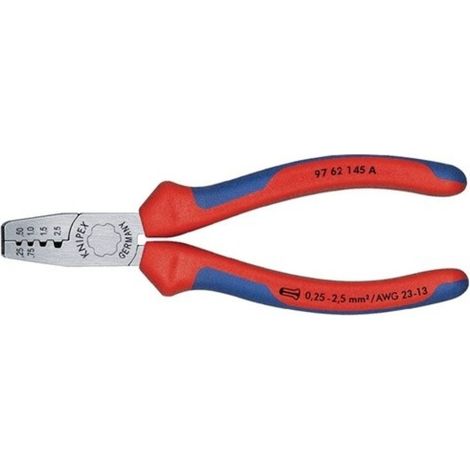 Alicate entallar punteras 145mm 0,25-2,5mm² m/pla 97 62 145a
