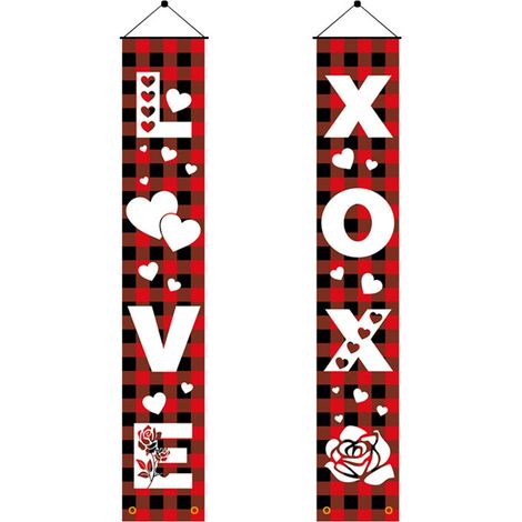 Bannière De Porte - Bannière En Tissu Pour La Saint-Valentin - Décoration Extérieure Et Intérieure - 30 X 180 Cm - Polyester 100D - 1 Pièce (1/5)