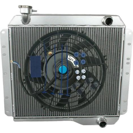 Radiador, tamaño del núcleo 490 mm x 430 mm, tamaño total 565 mm x 540 mm, diámetro de entrada 38 mm, diámetro de salida 38 mm, compatible con Land Cruiser HJ45 HJ47 2H 3.6L 4.0L diésel (1/5)