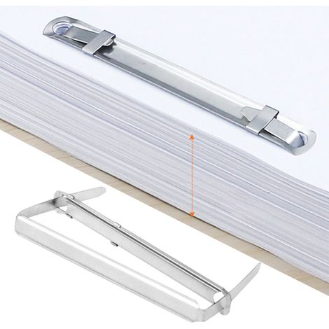 50 attaches métalliques à 2 trous, clips de reliure 80 mm pour classeurs, agrafes perforées A4, fournitures de bureau pour 350 feuilles (1/5)