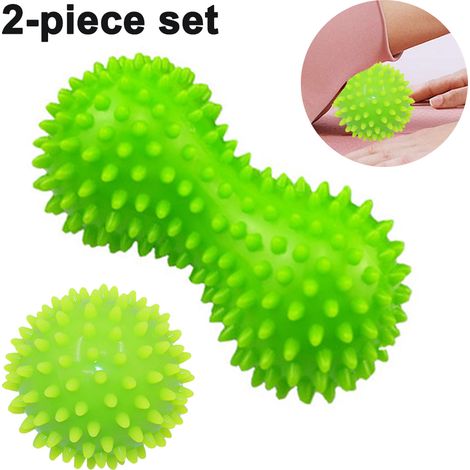 Ensemble de 2 balles de massage hérisson : cacahuètes vertes + balle de massage fascia verte de 7 cm