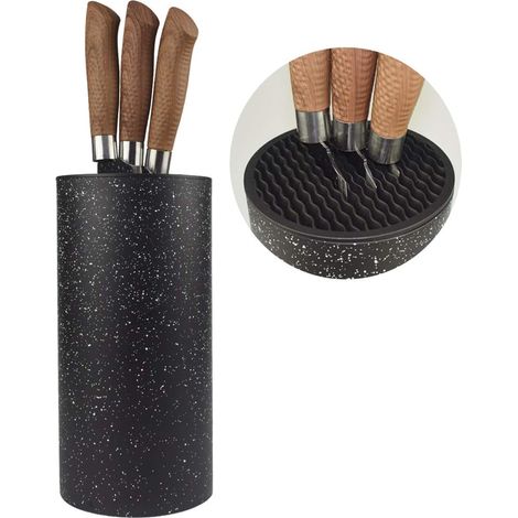 Support de rangement universel pour couteaux Freedom, bloc porte-couteaux sans couteaux, porte-couteaux rond en résine - Noir à pois flocons de neige