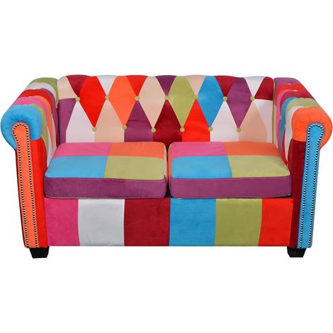 Canapé Chesterfield 2 places, Canapé de relaxation Meuble de Salon, Tissu OIB4155E