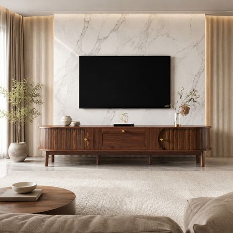 Mobile TV 170 x 39,5 x 38 cm con vani contenitore, MDF, colore noce, OKMYHOME (1/5)