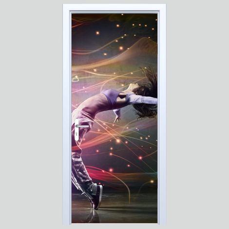 Adhesivo de tela para puerta con diseño de danza moderna 160PD