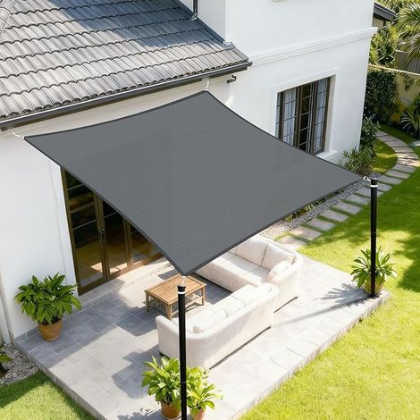 Sunnylaxx Voile D’ombrage 3x5m Rectangulaire, Oxford 420D Toile d'ombrage,Imperméable et résistant aux UV, pour en Plein air, Jardin,Terrasse-Anthracite (1/5)