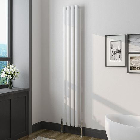 Oval Column Radiator 1600x236mmWhite Vertical Radiator Single Modern Central Heating Radiators