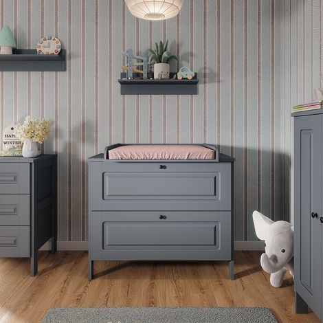 Fasciatoio Ajaton, Grigio, 108 x 98 cm con 2 cassetti, Vitalispa
