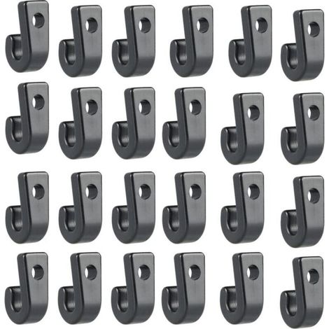 50Pcs Kayak J Crochets en Nylon Noir, Crochets d'Arrimage Kayaks en Plastique Durable, Crochets en Forme De J Pour Kayak Bungee Cordon Canoës Bateaux Paddle Board Yacht Canots Barque (1/4)