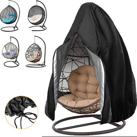 Housse de balancelle d'extérieur imperméable (115 x 190 cm), housse de chaise suspendue de jardin, anti-poussière, noire (1/5)