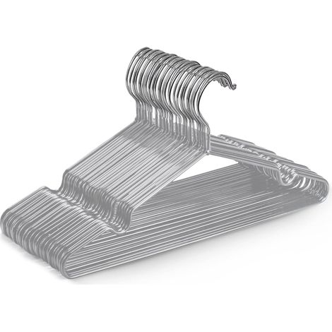 Lot de 20 cintres en métal recouvert de caoutchouc gris de haute qualité, 40 x 19,5 x 0,32 cm, gain de place pour les armoires (1/5)
