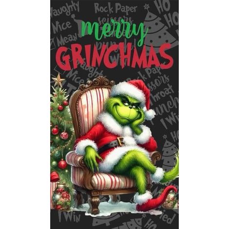 Rideau/drapeau de porte de Noël 2026, fond photo intérieur/extérieur avec motif monstre vert - 90 x 180 cm - LMGBJB-5