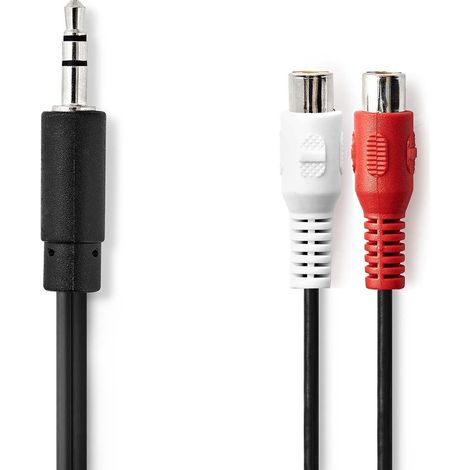 NEDIS Câble Audio Stéréo 3,5 mm Mâle - 2x RCA Femelles 0,2 m Noir (1/3)