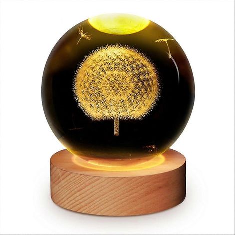 3D-gravierte LED-Kugel-Nachtlampe mit LED-Sockel und USB-Anschluss, dekorative Tischlampe fürs Schlafzimmer, Geschenk für Frauen und Mädchen (1/5)