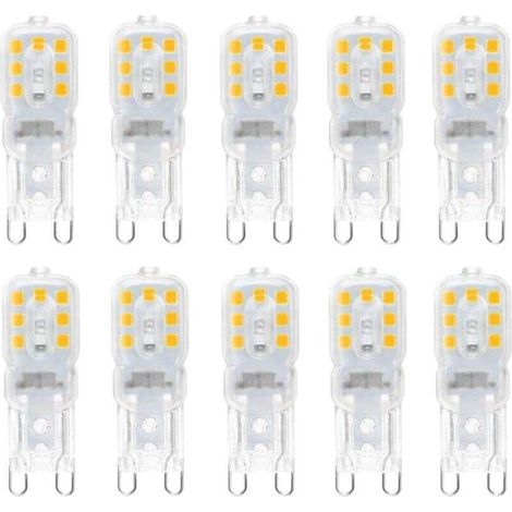 10 ampoules LED G9 de 3 W, équivalentes à des ampoules halogènes de 33 W, blanc chaud 3 000 K, non dimmables, angle de faisceau de 360 ° (1/3)