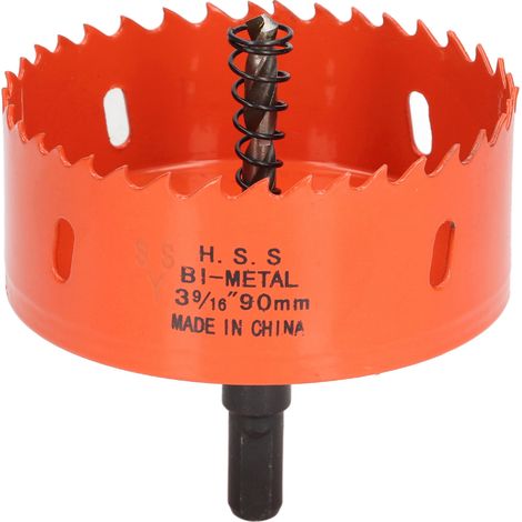 Scie cloche bimétallique HSS avec arbre robuste pour planches de Cornhole, bois, PVC, métal, pièces de perceuse électrique, 3 9/16 po (90 mm)