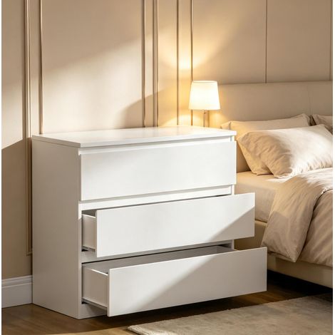 Weiße Kommode mit 3 Schubladen 80 x 39 x 73 cm OKMYHOME (1/5)