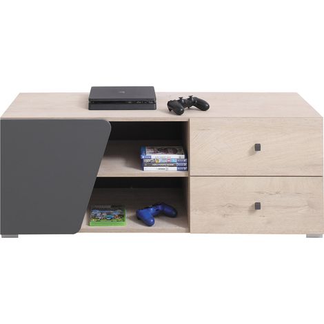 TV-Lowboard in Eiche mit anthrazit DIAMANTE-133