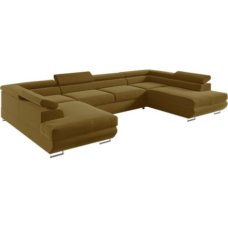 U-förmiges 5-Sitzer-Sofa mit Bettkasten Lyam Moutarde