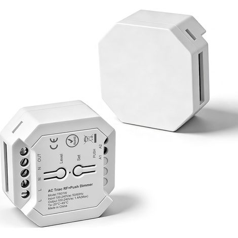 Variateur de Lumière LED Interrupteur 2,4 GHz TR01RF pour Lampe LED Dimmable, Lampe à Incandescence, Halogène avec Télécommande (1/5)