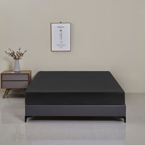 Horizontal Resistant Knit Fitted Sheet, 180cm x 200cm x 30cm - Black (1/5)