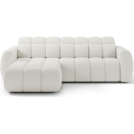 Canapé d’angle convertible 4 places tissu FENKA 288cm – Assise électrique & têtières réglables angle gauche-Blanc-angle gauche (1/5)