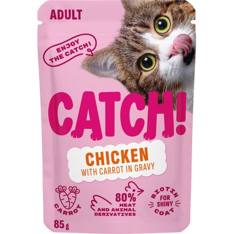 Catch Cibo umido per gatti adulti al pollo, bustina da 85 g (1/2)