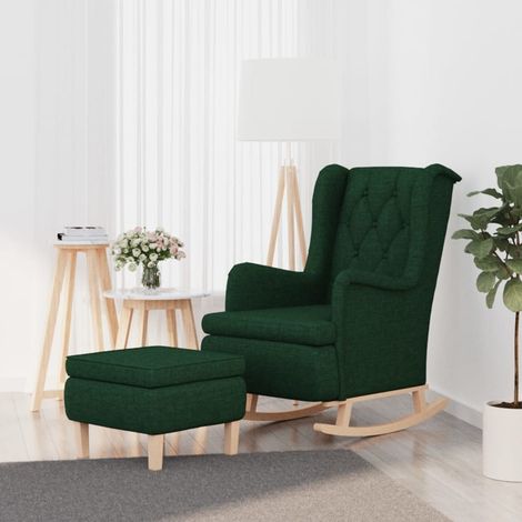 Schaukelsessel mit Hocker Dunkelgrün Stoff