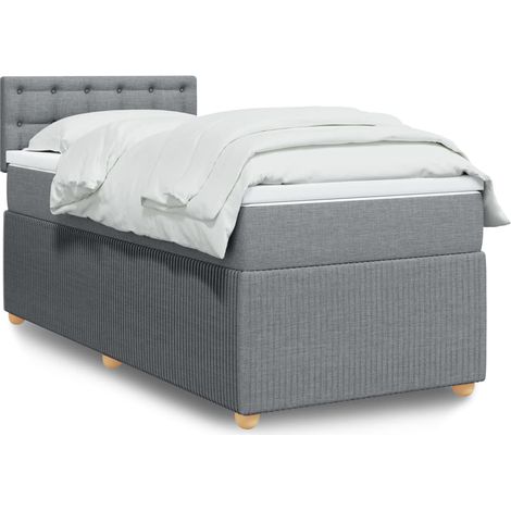 Cama box spring con colchón tela gris claro 90x190 cm vidaXL (1/5)