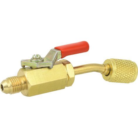 1/4" Messing-Kugelhahn mit manuellem Absperrventil für R12/R134A/R410A-Kälteanlagen (Rot) (1/5)