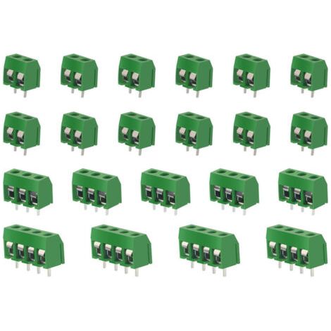100 Pièces PCB Vis Connecteur, 5mm Pas 2 Broches / 3 Broches / 4 Broches PCB Bornier à Vis, Vert (1/5)