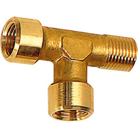 Riegler T-Stück, innen/innen/außen, G/R 3/4, SW 25, Messing blank (1/3)
