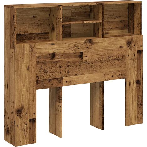 Armadio per testata letto contemporaneo pratico stoccaggio 120 x 19 x 103 cm in legno multistrato vecchio legno 020050954