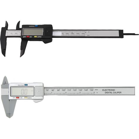 Elektronischer digitaler Messschieber mit LCD-Anzeige, 150 mm (6 Zoll), Zoll/Millimeter-Umrechnung, PA66, schwarz (1/5)