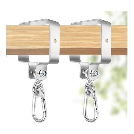 colliers de balançoire 9 x 9 cm en acier galvanisé avec manchette et mousqueton de fixation pour balançoire en bois (1/5)