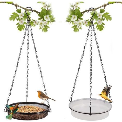 Mangeoire À Oiseaux Suspendue - En Métal Avec Bac En Plastique Transparent - Diamètre 18 Cm - Usage Annuel Extérieur - Pour Oiseaux Sauvages (1/5)