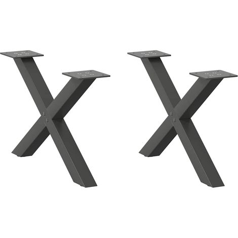 Couchtischbeine X-Form 2 Stk. Anthrazit 60x(30-31) cm Stahl