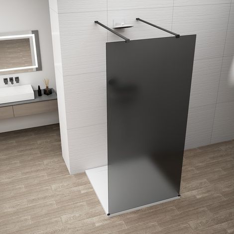 ESCA BLACK MATT Panneau de verre de douche monobloc, autoportant, verre fumé, 1200 mm (1/3)