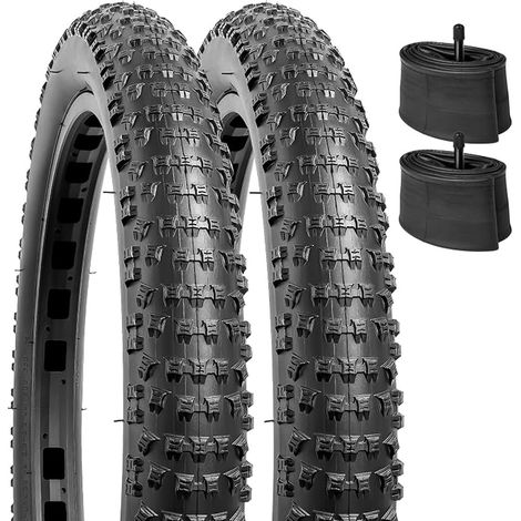 YUNSCM 20 Pouces Montagne Vélo pneus 20x2.60/66-406 and 20 Pouces Vélo Chambre à air Schrader Valve Compatible with Off Route Vélo 20x2.5 20x2.6 20x2.70 Bike pneus and Chambre à air (Y-915) (1/5)