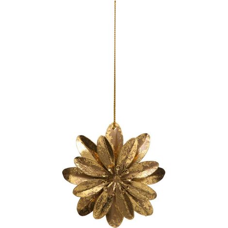 Anhänger in Form einer Tanne mit Blumen aus glänzendem, vergoldetem Metall, 8 cm - (1/5)