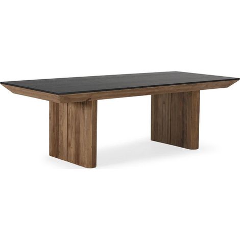 Table de salle à manger en bois vieilli noir - naturel vieilli et noir (1/4)