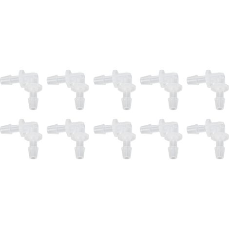 Lot de 10 coudes à 90° pour tuyaux, raccords en plastique de diamètre égal (4,8 mm), en forme de L, diamètre 4,8 mm. (1/5)