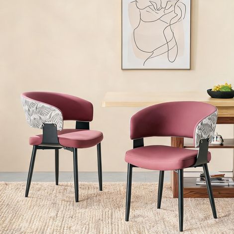 Fauteuils de salle à manger vintage rouge avec accoudoirs en PU (1/5)