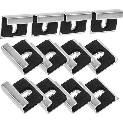 Clips de fixation murale pour miroirs, en acier inoxydable robuste, argentés, adaptés aux miroirs sans cadre, lot de 12. (1/5)
